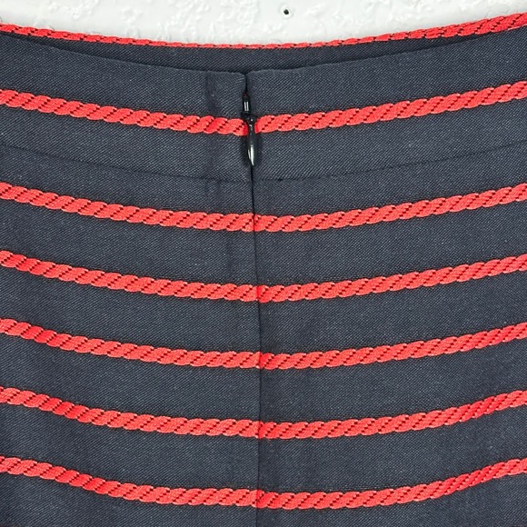 Ann Taylor Nautical Navy Red Striped Pencil Skirt office Size 10 - Picture 5 of 12